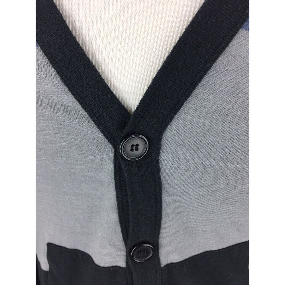 On The Byas women's Cardigan Sweater M Medium Colorblock Long Sleeve Blue Black - Picture 3 of 7